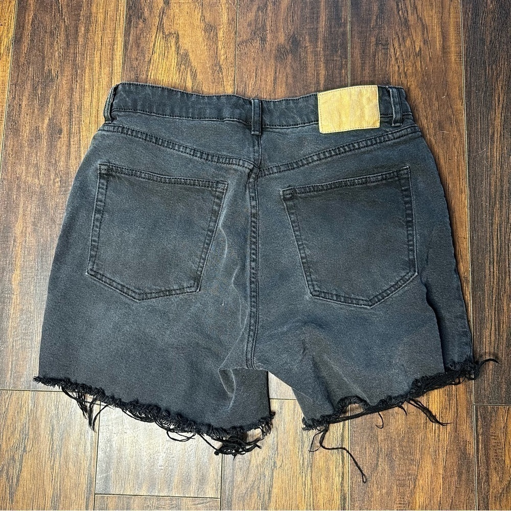 H&M Black Distressed Raw Hem Denim Jean Shorts